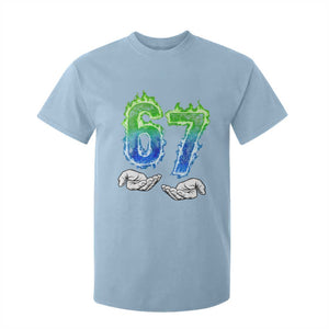 Green Fire Flame Six Seven T Shirt For Kid Trendy Meme Gift TS12 Light Blue Print Your Wear