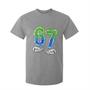 Green Fire Flame Six Seven T Shirt For Kid Trendy Meme Gift TS12 Sport Gray Print Your Wear