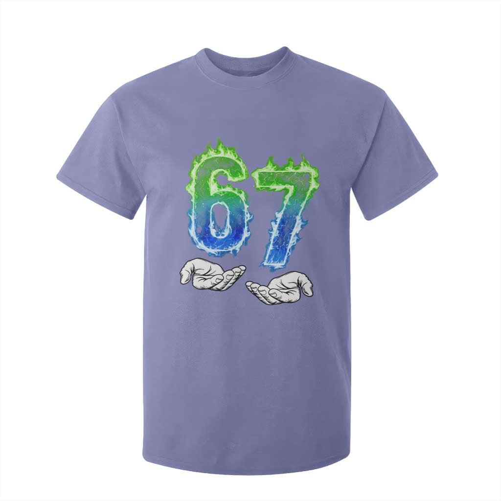 Green Fire Flame Six Seven T Shirt For Kid Trendy Meme Gift TS12 Violet Print Your Wear