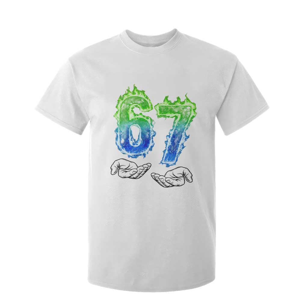 Green Fire Flame Six Seven T Shirt For Kid Trendy Meme Gift TS12 White Print Your Wear