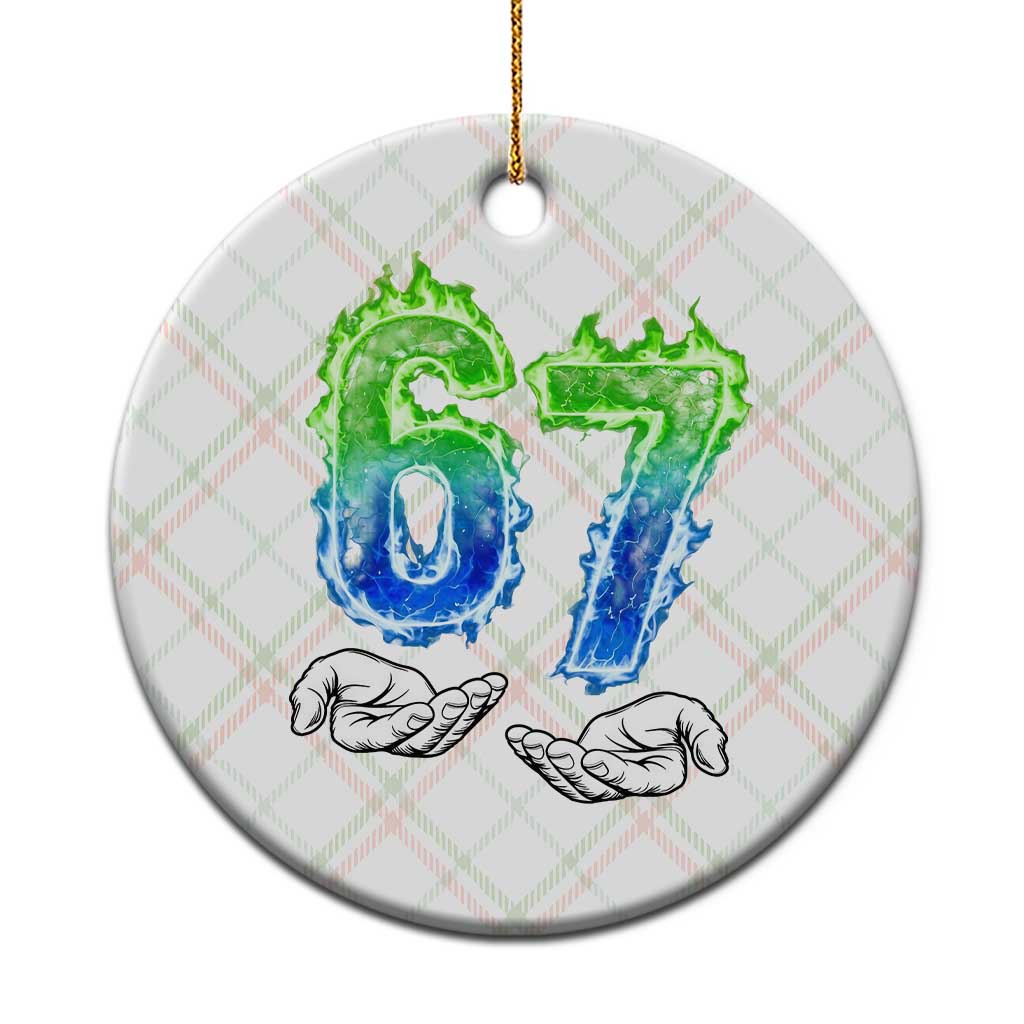 Green Fire Flame Six Seven Ceramic Ornament Trendy Meme Gift TS12 1pc Christmas Plaid Print Your Wear