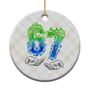 Green Fire Flame Six Seven Ceramic Ornament Trendy Meme Gift TS12 1pc Christmas Plaid Print Your Wear