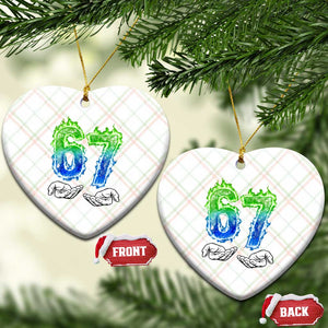 Green Fire Flame Six Seven Ceramic Ornament Trendy Meme Gift TS12 Print Your Wear