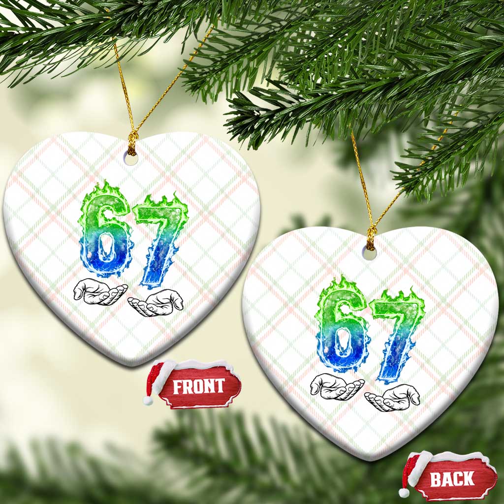 Green Fire Flame Six Seven Ceramic Ornament Trendy Meme Gift TS12 Print Your Wear