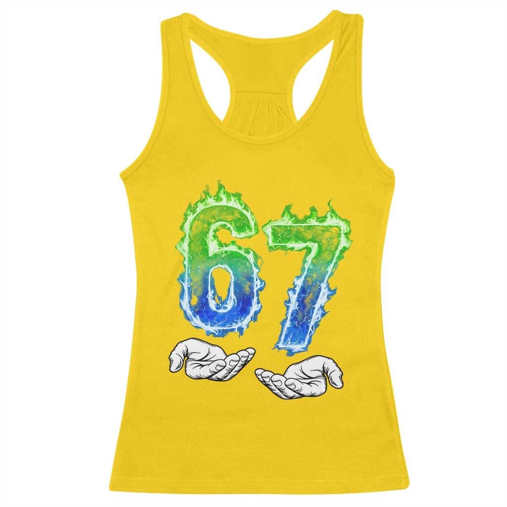 Green Fire Flame Six Seven Racerback Tank Top Trendy Meme Gift TS12 Daisy Print Your Wear