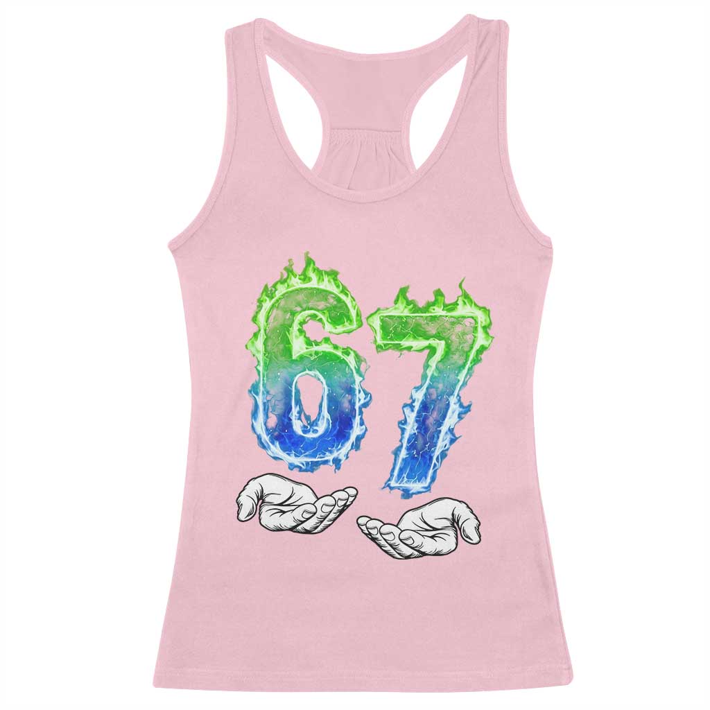 Green Fire Flame Six Seven Racerback Tank Top Trendy Meme Gift TS12 Light Pink Print Your Wear