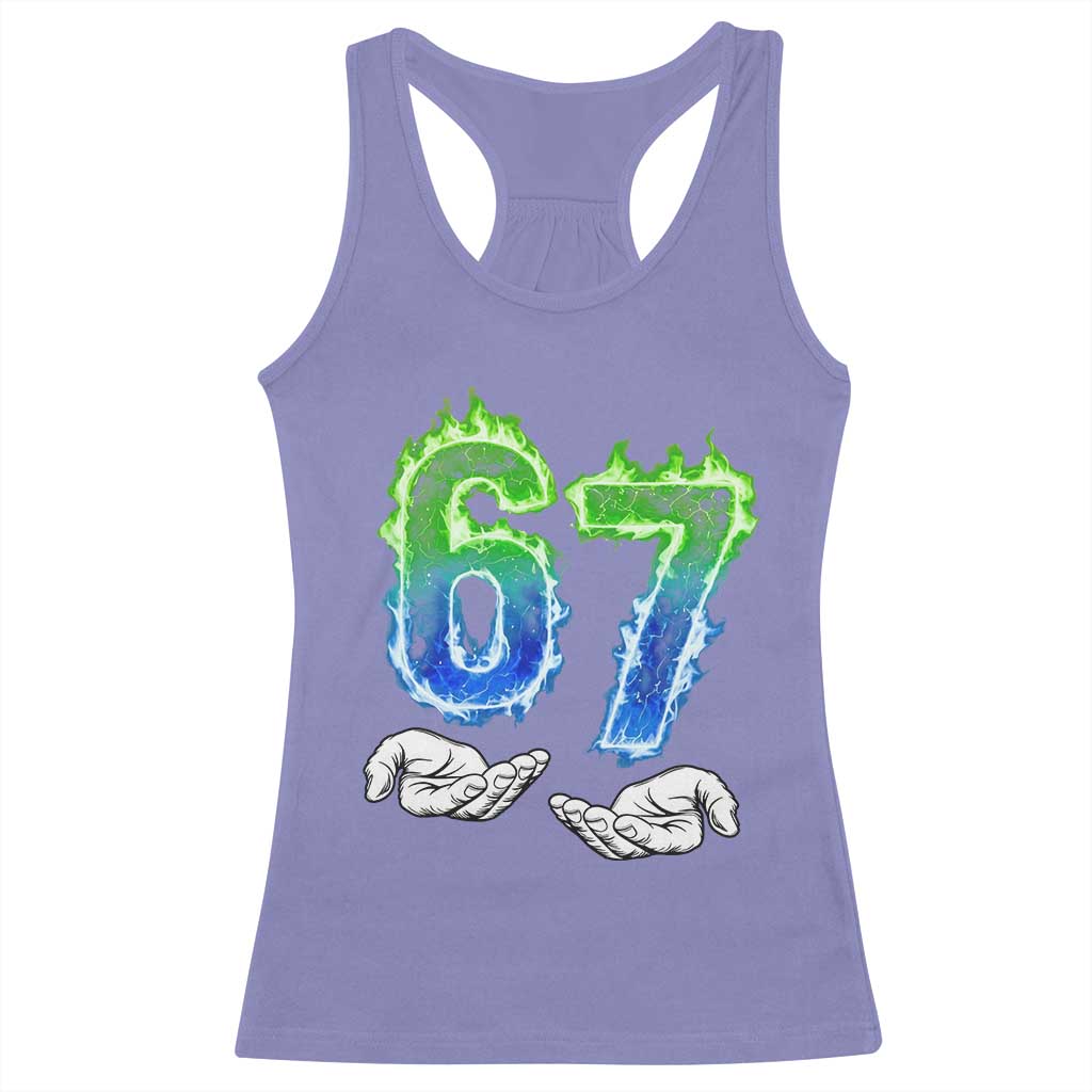 Green Fire Flame Six Seven Racerback Tank Top Trendy Meme Gift TS12 Violet Print Your Wear