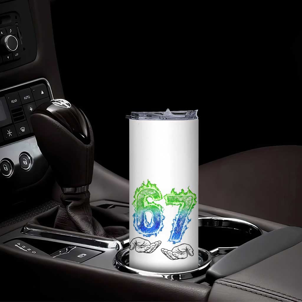 Green Fire Flame Six Seven Skinny Tumbler Trendy Meme Gift TS12 Print Your Wear