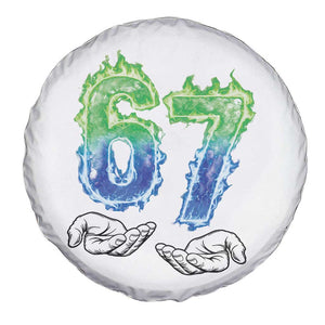 Green Fire Flame Six Seven Spare Tire Cover Trendy Meme Gift TS12 Print Your Wear