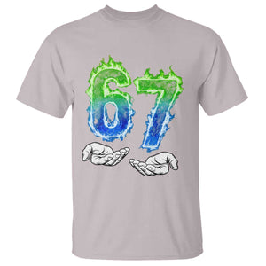 Green Fire Flame Six Seven T Shirt Trendy Meme Gift TS12 Ice Gray Print Your Wear