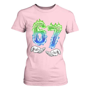 Green Fire Flame Six Seven T Shirt For Women Trendy Meme Gift TS12 Light Pink Print Your Wear