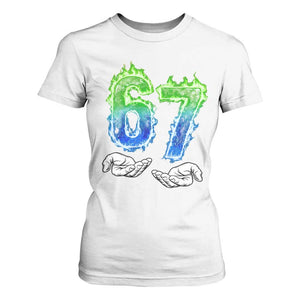 Green Fire Flame Six Seven T Shirt For Women Trendy Meme Gift TS12 White Print Your Wear