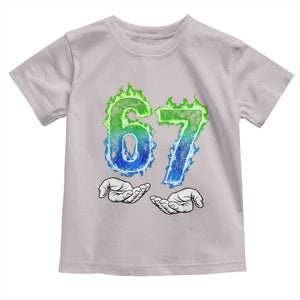 Green Fire Flame Six Seven Toddler T Shirt Trendy Meme Gift TS12 Ice Gray Print Your Wear