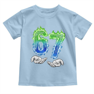 Green Fire Flame Six Seven Toddler T Shirt Trendy Meme Gift TS12 Light Blue Print Your Wear