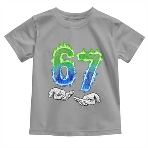 Green Fire Flame Six Seven Toddler T Shirt Trendy Meme Gift TS12 Sport Gray Print Your Wear