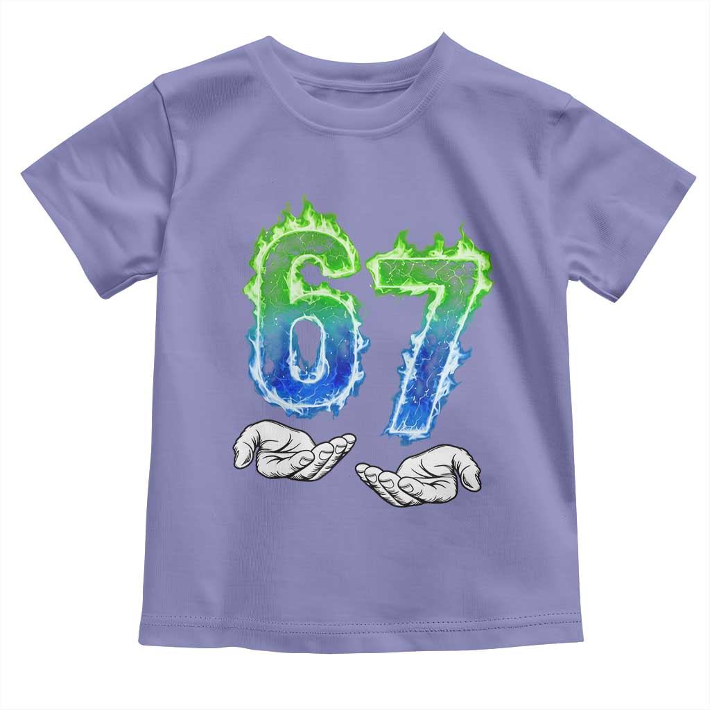 Green Fire Flame Six Seven Toddler T Shirt Trendy Meme Gift TS12 Violet Print Your Wear