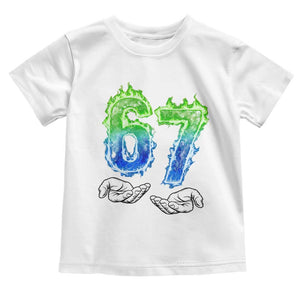 Green Fire Flame Six Seven Toddler T Shirt Trendy Meme Gift TS12 White Print Your Wear