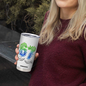 Green Fire Flame Six Seven Tumbler Cup Trendy Meme Gift TS12 Print Your Wear