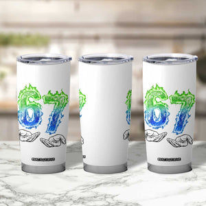 Green Fire Flame Six Seven Tumbler Cup Trendy Meme Gift TS12 Print Your Wear