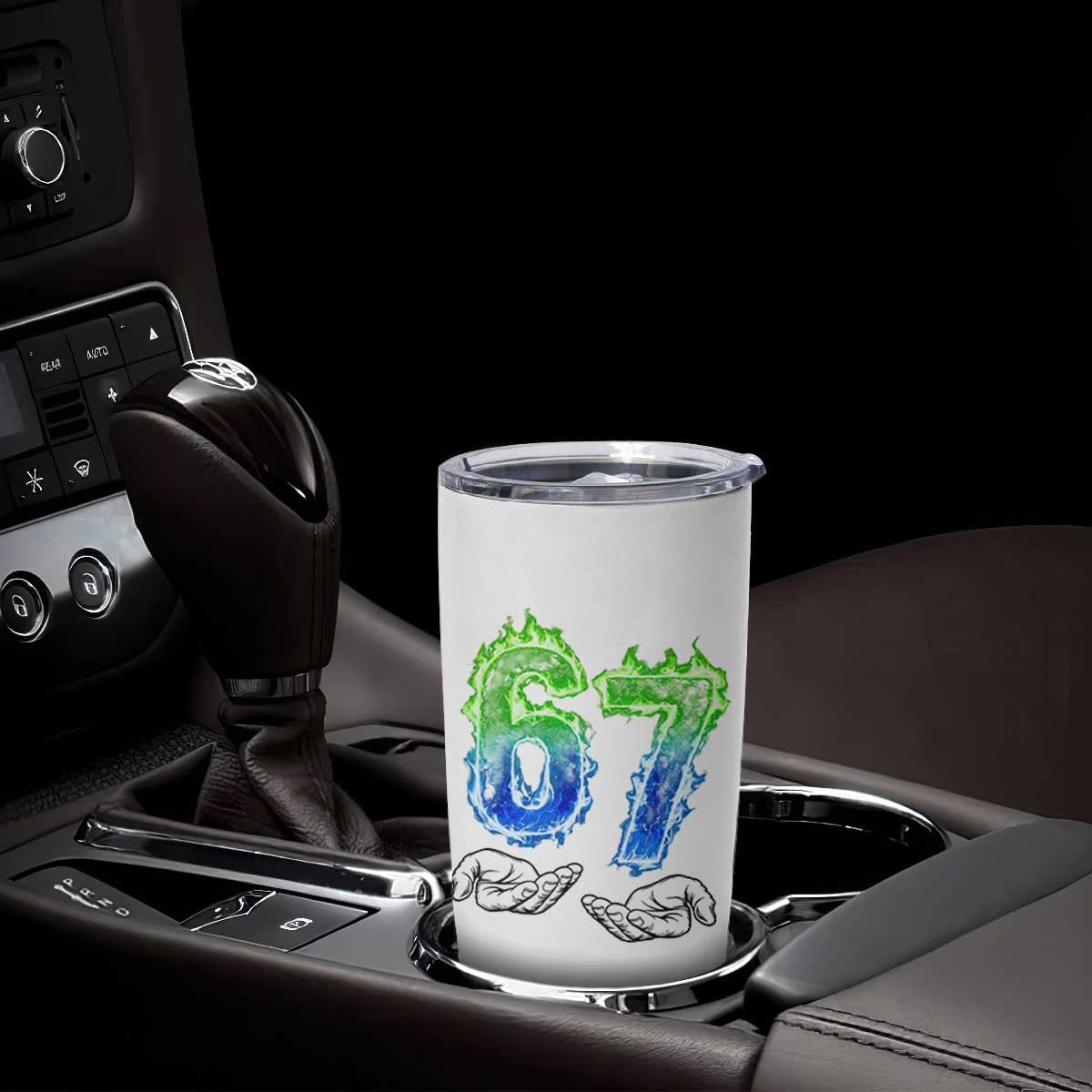 Green Fire Flame Six Seven Tumbler Cup Trendy Meme Gift TS12 Print Your Wear