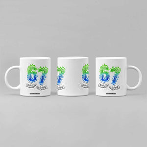 Green Fire Flame Six Seven Coffee Mug Trendy Meme Gift TS12 Print Your Wear