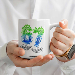 Green Fire Flame Six Seven Coffee Mug Trendy Meme Gift TS12 Print Your Wear
