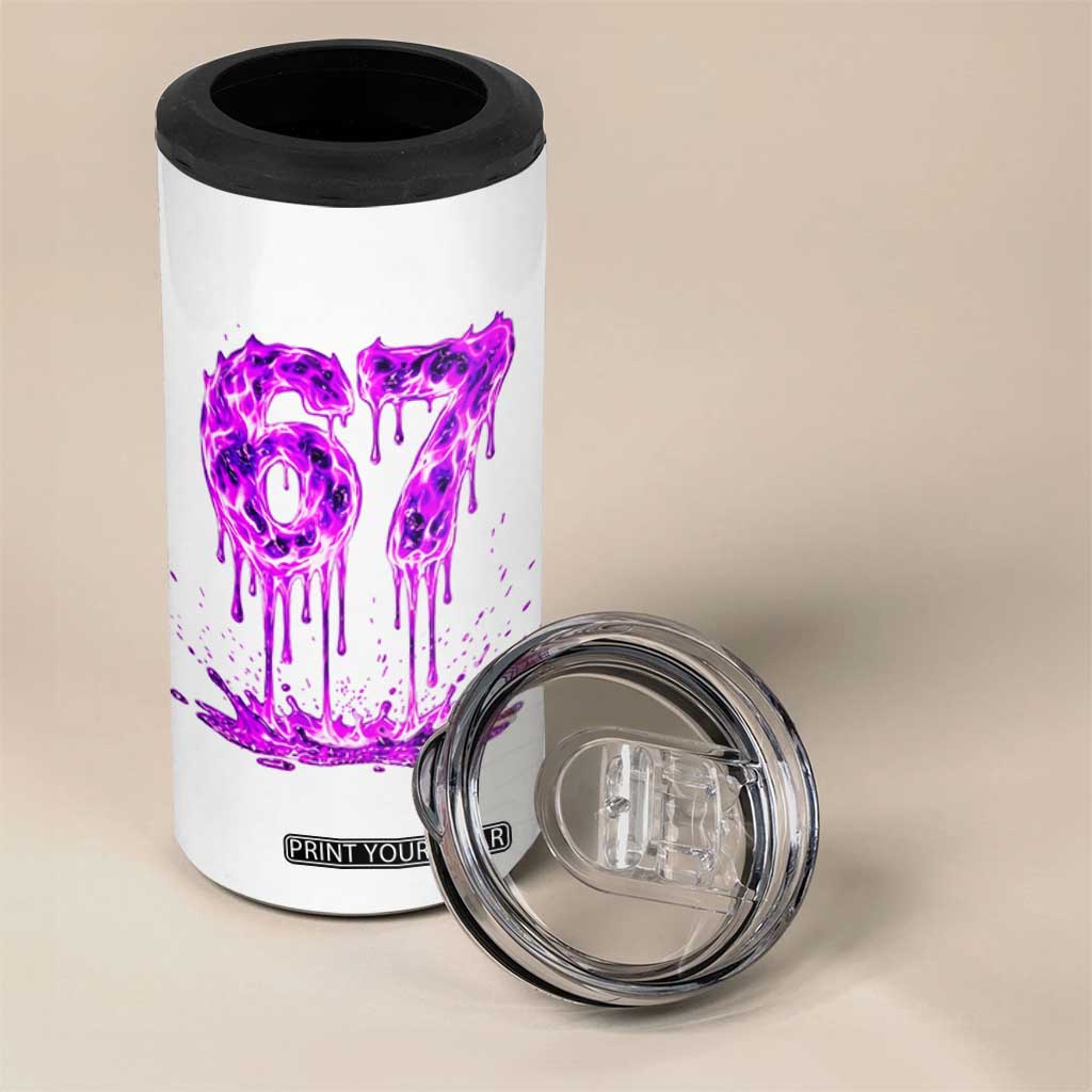 Drip Fire Flame Six Seven 4 in 1 Can Cooler Tumbler Trendy Meme Gift TS12 Print Your Wear