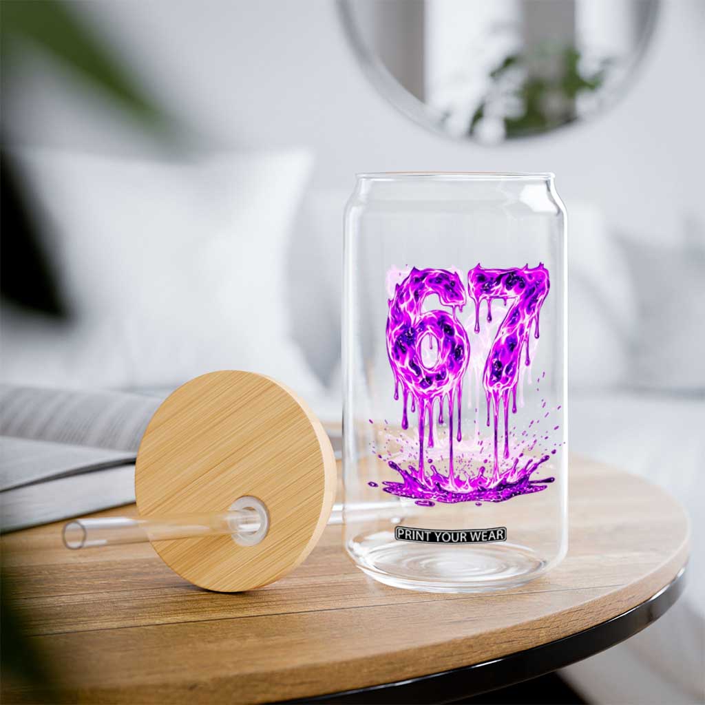 Drip Fire Flame Six Seven Glass Can Trendy Meme Gift TS12 Print Your Wear