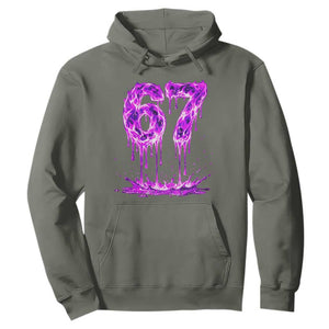 Drip Fire Flame Six Seven Hoodie Trendy Meme Gift TS12 Military Green Print Your Wear