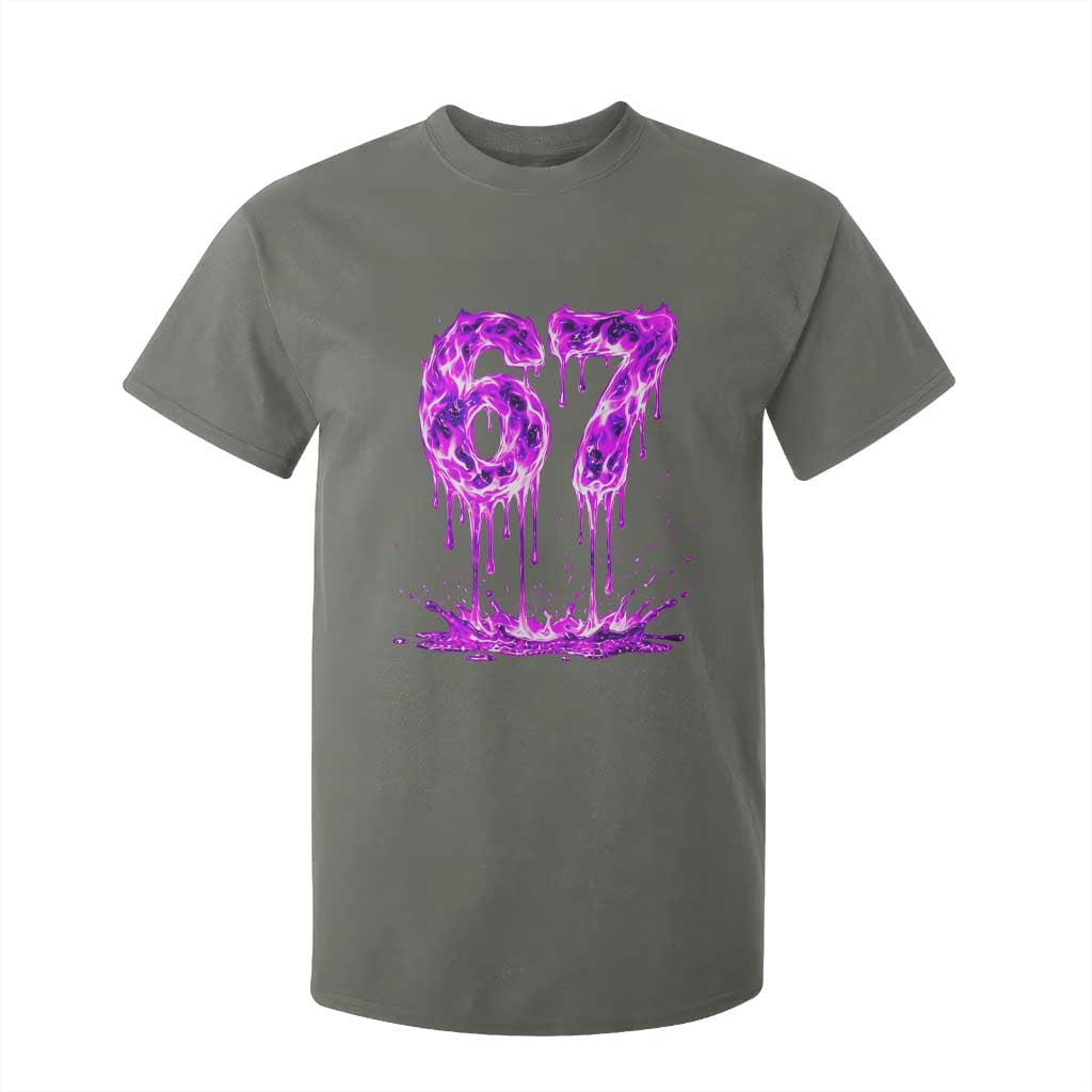 Drip Fire Flame Six Seven T Shirt For Kid Trendy Meme Gift TS12 Military Green Print Your Wear