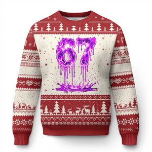 Drip Fire Flame Six Seven Ugly Christmas Sweater Trendy Meme Gift TS12 Beige Red Print Your Wear