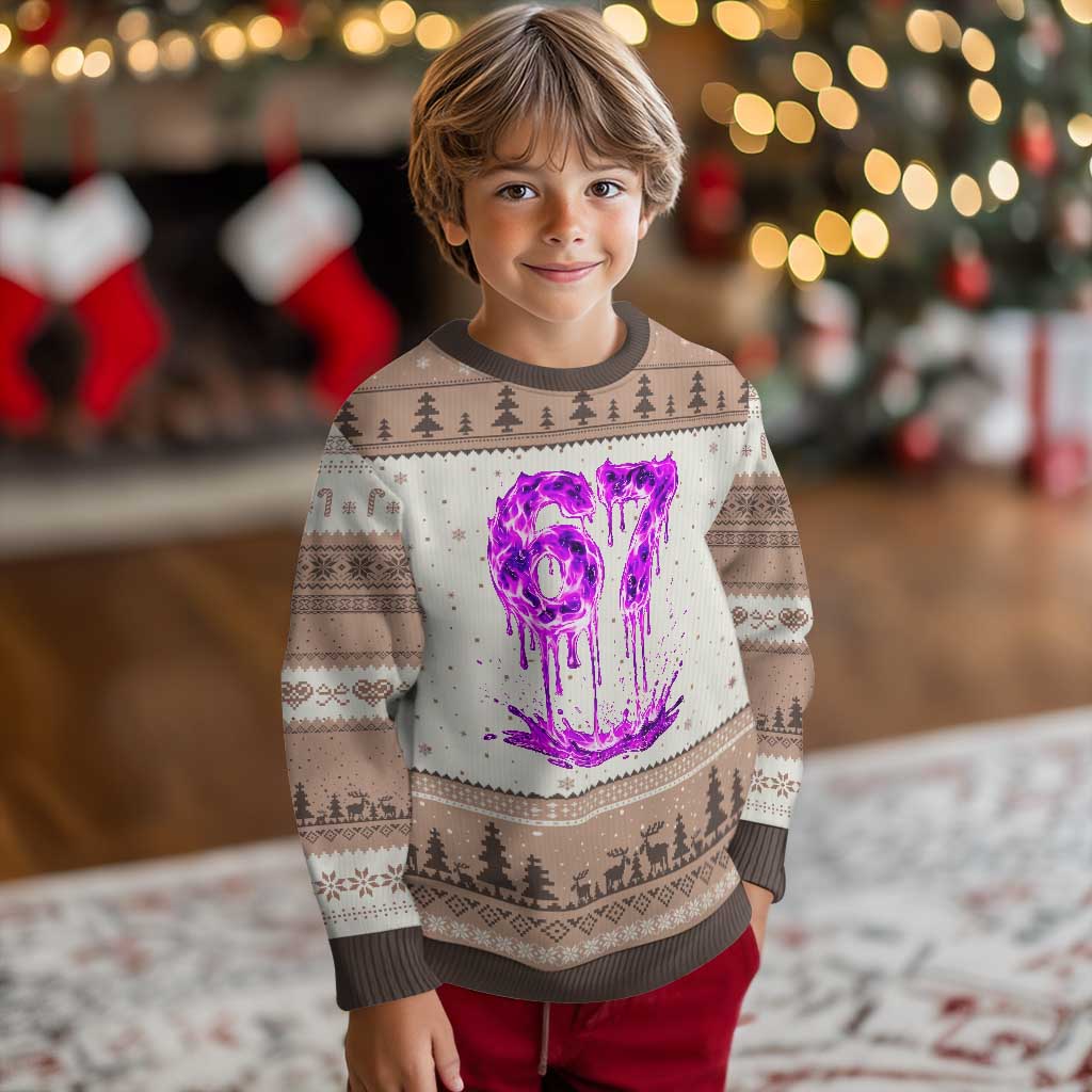Drip Fire Flame Six Seven Ugly Christmas Sweater Trendy Meme Gift TS12 Mocha Mousse Print Your Wear