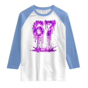 Drip Fire Flame Six Seven Raglan Shirt Trendy Meme Gift TS12 White Carolina Blue Print Your Wear