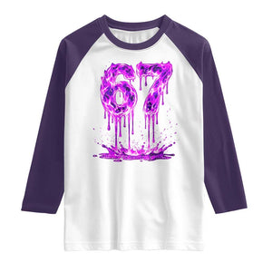 Drip Fire Flame Six Seven Raglan Shirt Trendy Meme Gift TS12 White Purple Print Your Wear