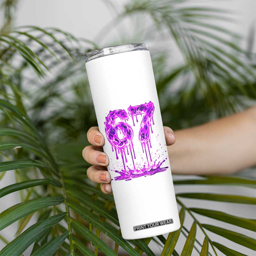 Drip Fire Flame Six Seven Skinny Tumbler Trendy Meme Gift TS12 Print Your Wear