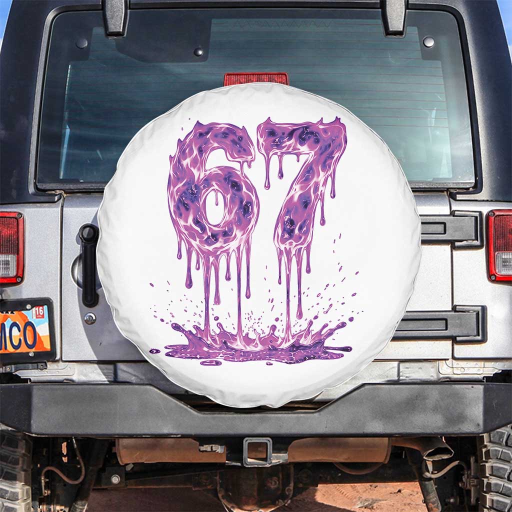 Drip Fire Flame Six Seven Spare Tire Cover Trendy Meme Gift TS12 No hole White Print Your Wear