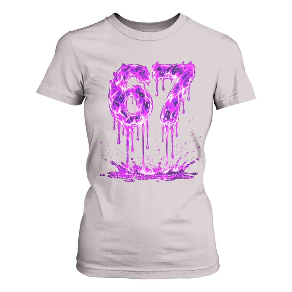 Drip Fire Flame Six Seven T Shirt For Women Trendy Meme Gift TS12 Ice Gray Print Your Wear