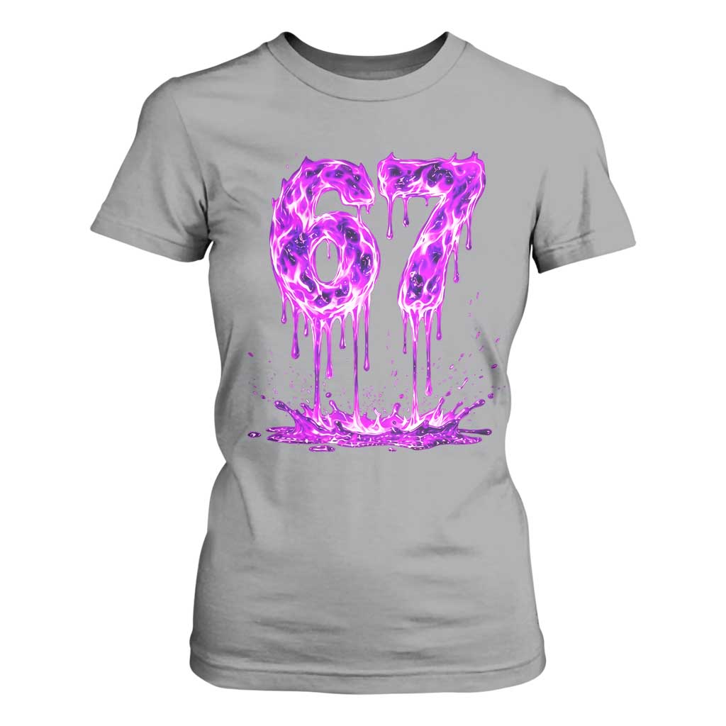 Drip Fire Flame Six Seven T Shirt For Women Trendy Meme Gift TS12 Sport Gray Print Your Wear