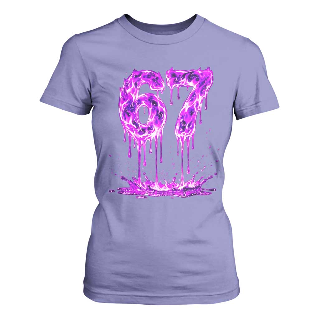 Drip Fire Flame Six Seven T Shirt For Women Trendy Meme Gift TS12 Violet Print Your Wear