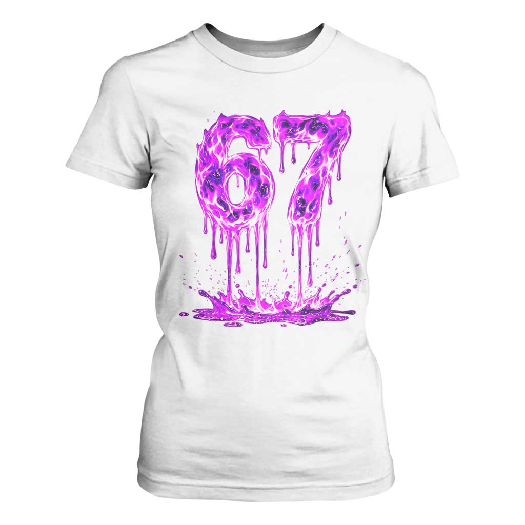 Drip Fire Flame Six Seven T Shirt For Women Trendy Meme Gift TS12 White Print Your Wear