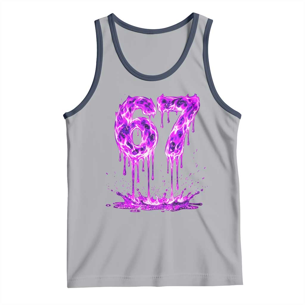 Drip Fire Flame Six Seven Tank Top Trendy Meme Gift TS12 Athletic Heather Navy Print Your Wear