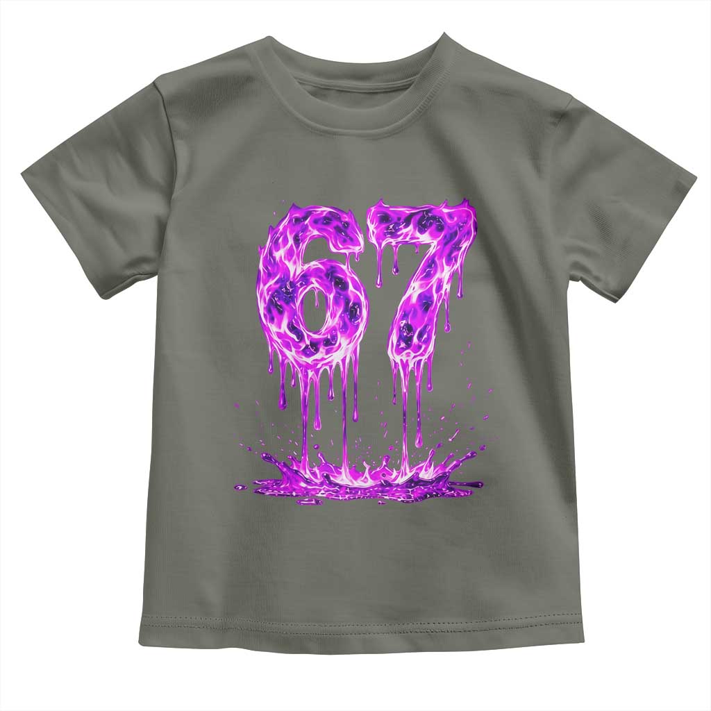 Drip Fire Flame Six Seven Toddler T Shirt Trendy Meme Gift TS12 Military Green Print Your Wear