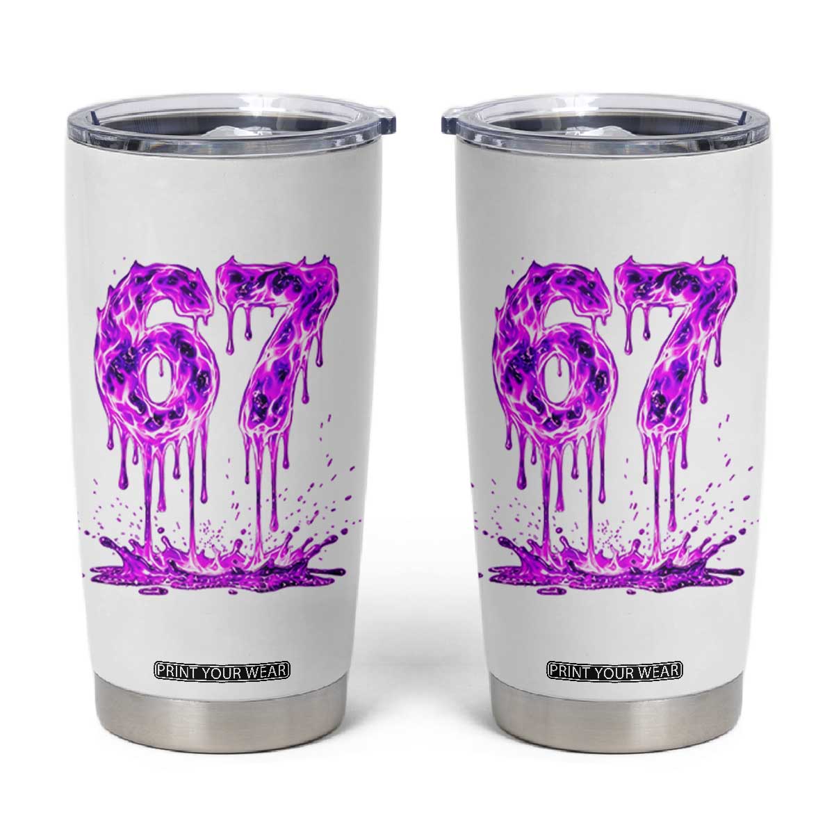Drip Fire Flame Six Seven Tumbler Cup Trendy Meme Gift TS12 White Print Your Wear