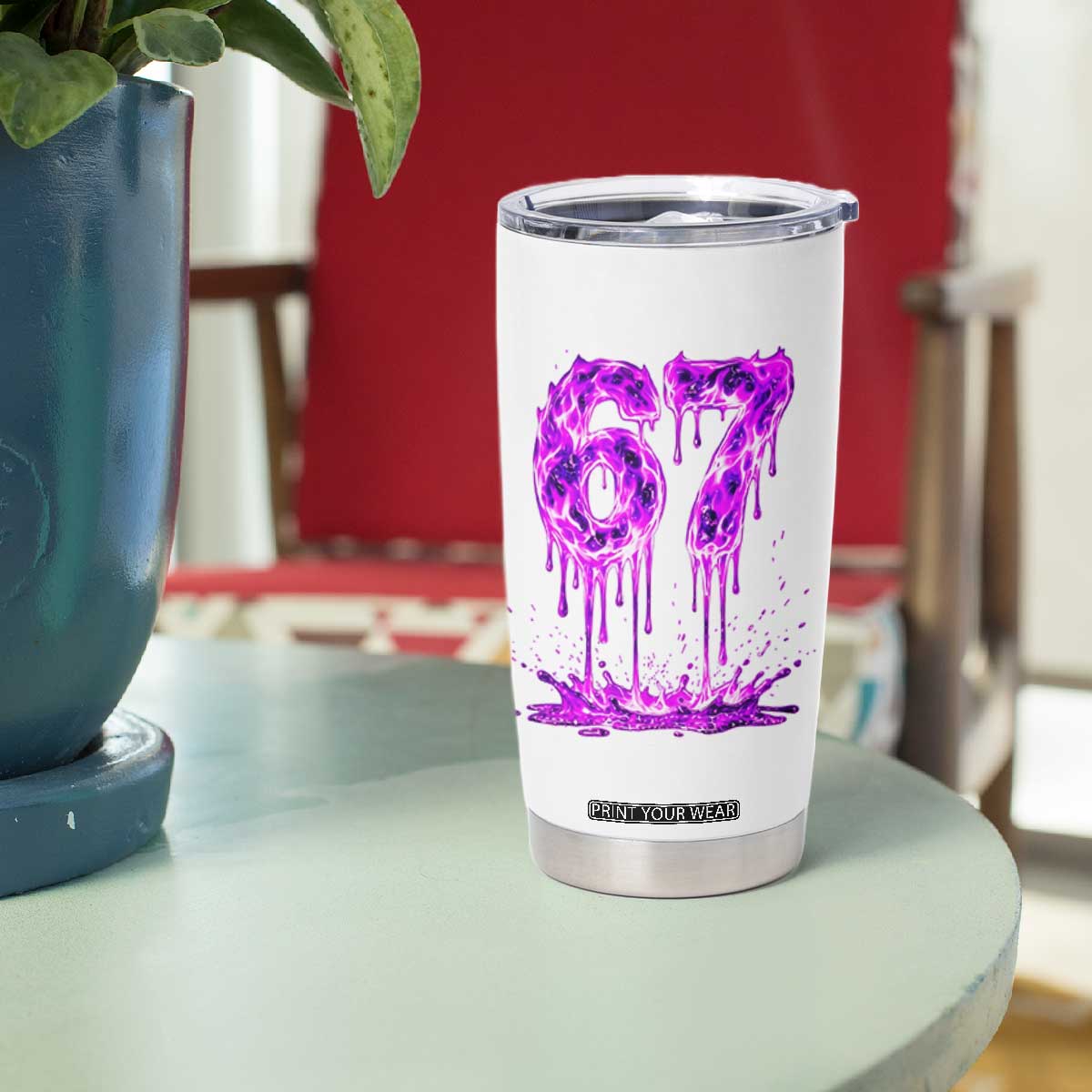 Drip Fire Flame Six Seven Tumbler Cup Trendy Meme Gift TS12 Print Your Wear