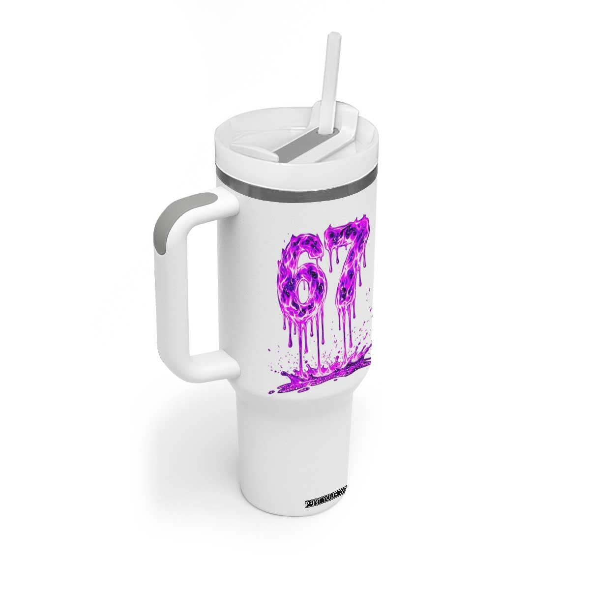 Drip Fire Flame Six Seven Tumbler With Handle Trendy Meme Gift TS12 Print Your Wear