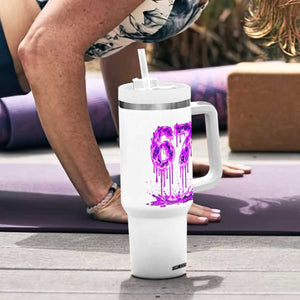 Drip Fire Flame Six Seven Tumbler With Handle Trendy Meme Gift TS12 Print Your Wear