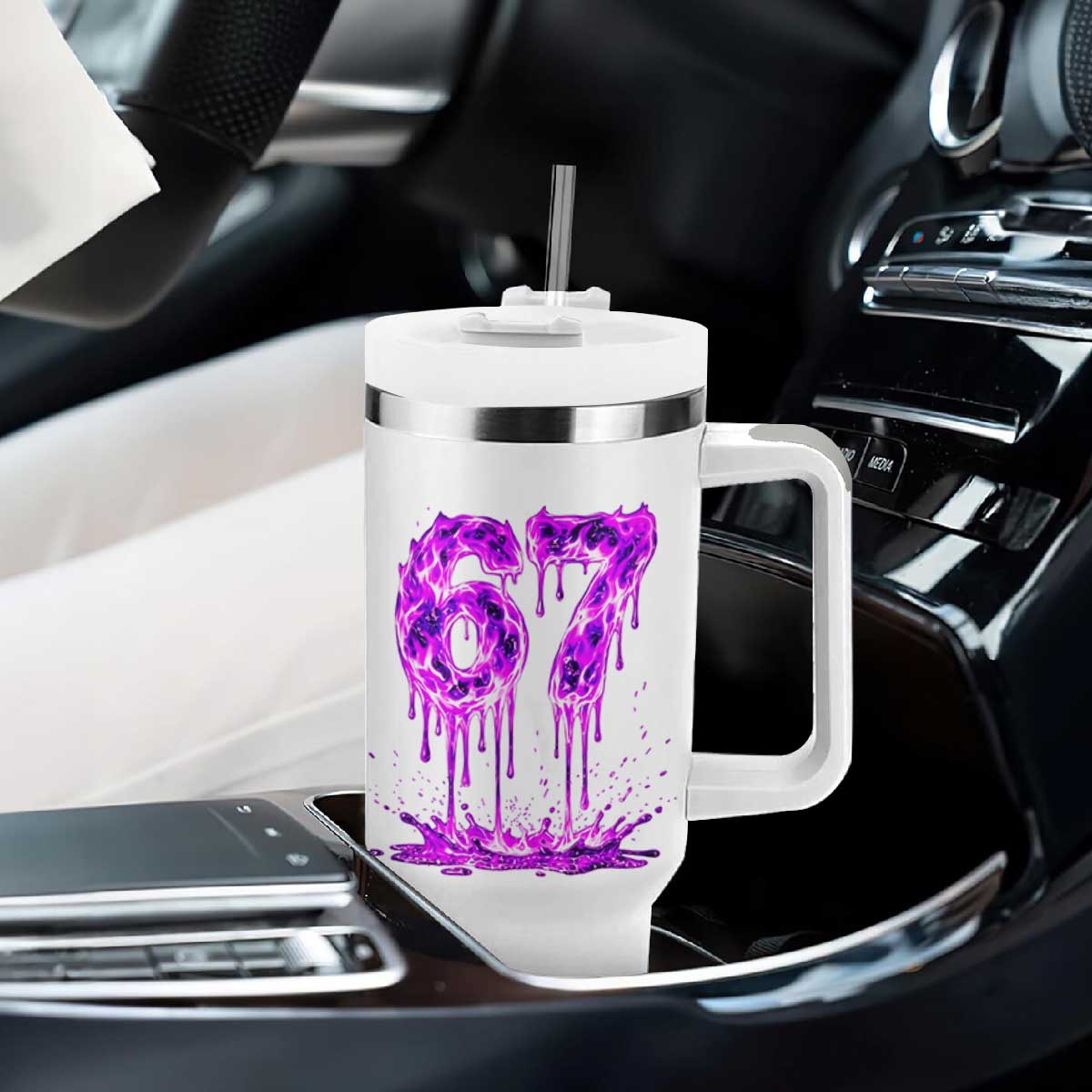 Drip Fire Flame Six Seven Tumbler With Handle Trendy Meme Gift TS12 Print Your Wear
