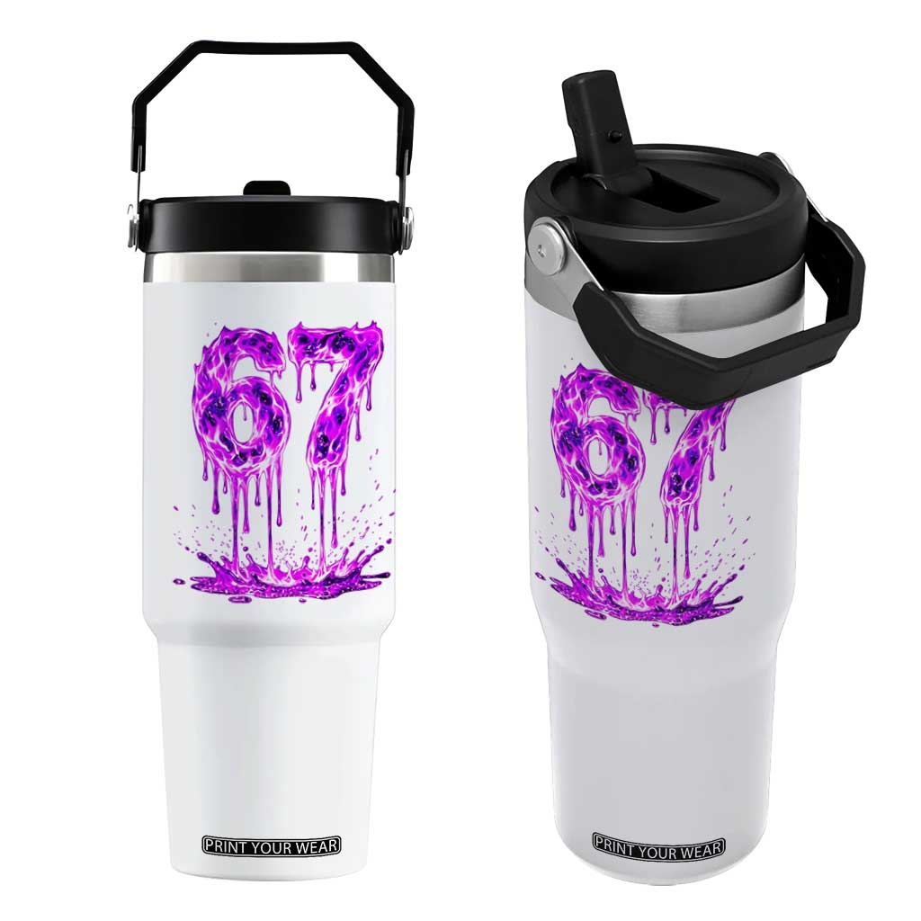 Drip Fire Flame Six Seven Flip Straw Tumbler Trendy Meme Gift TS12 One Size: 30 oz White Print Your Wear