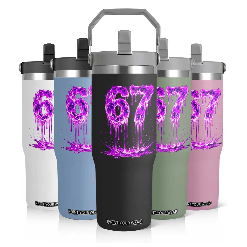 Drip Fire Flame Six Seven Flip Straw Tumbler Trendy Meme Gift TS12 Print Your Wear