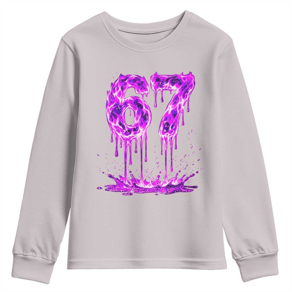 Drip Fire Flame Six Seven Youth Sweatshirt Trendy Meme Gift TS12 Ice Gray Print Your Wear